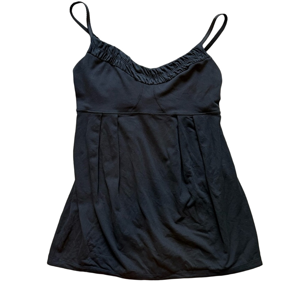 Lululemon Black Ruched Tank Top with Built in Bra
